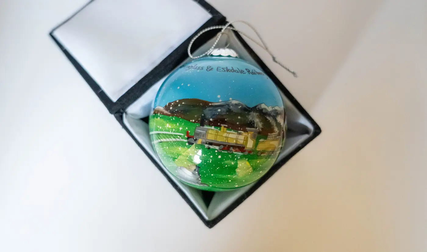 Ravenglass Hand Painted Train & Herdwick Bauble